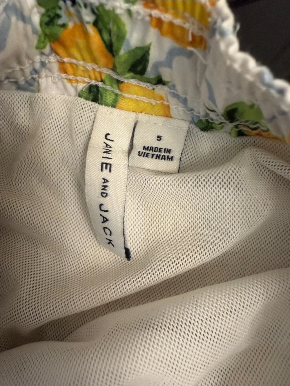 Boys size 5 Janie and Jack White Lemon Print Swim Shorts